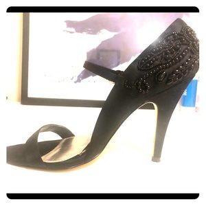 Black beaded heels